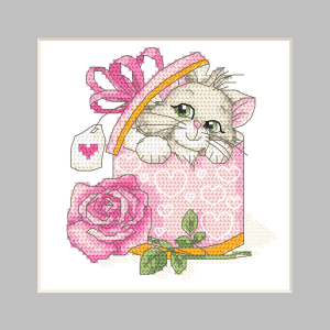 W 10819 Cross stitch pattern PDF - Card with a kitty