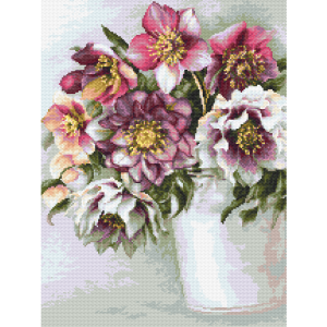 Cross stitch pattern for smartphone - Colorful hellebores
