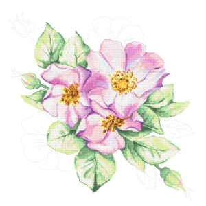 Wzór do haftu na smartfona - Kwiaty dzikiej róży