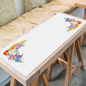 Cross stitch pattern for smartphone - Table runner with freesias