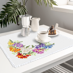 Cross stitch pattern for smartphone - Napkin with freesias