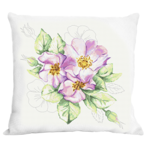Cross stitch pattern for a phone - Cushion with wild rose