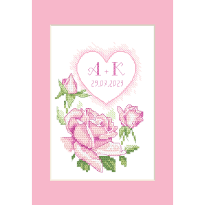 Cross stitch pattern for smartphone - Wedding card with roses