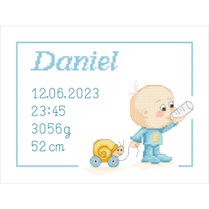Cross stitch pattern for a phone - Birth certificate for a boy