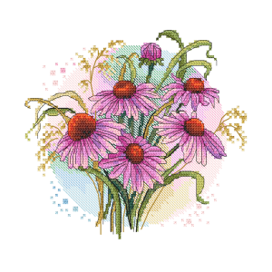 Cross stitch pattern for smartphone - Purple echinacea