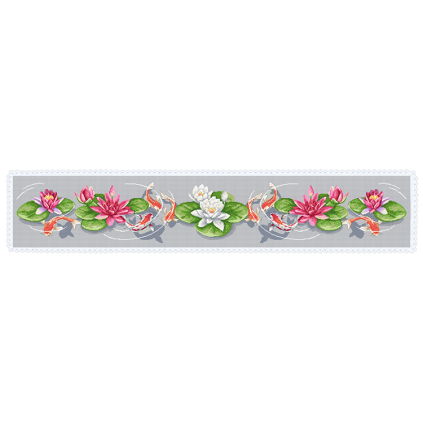 ZU 10540 Cross stitch kit - Long table runner with water lilies