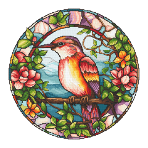 GC 10772 Cross stitch pattern on paper - Stained glass bird