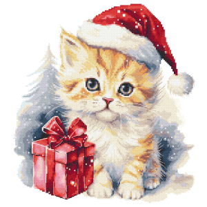 Cross stitch pattern for a phone - Christmas kitty