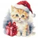Wzór do haftu na smartfona - Świąteczny kotek