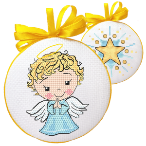 W 10848 Cross stitch pattern PDF - Christmas ball-disc with an angel III