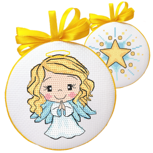 S 10847 Cross stitch pattern for smartphone - Christmas ball-disc with an angel II
