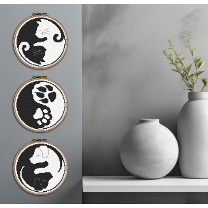 ZN 10775 Cross stitch tapestry kit - Yin yang dog