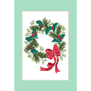 GU 10855 Printed cross stitch pattern - Card - Christmas wreath with a bow