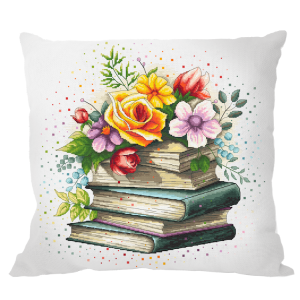Cross stitch pattern for smartphone - Cushion - Flower pile of books