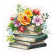 Cross stitch pattern for smartphone - Flower pile of books