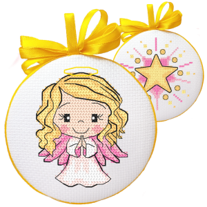 Cross stitch pattern for smartphone - Christmas ball-disc with an angel I
