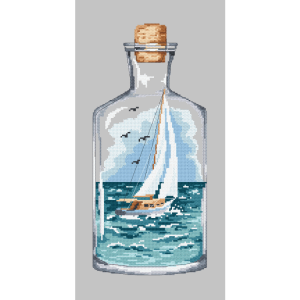 Z 10223 Cross stitch kit - Bottle with a sailboat