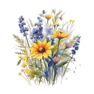 W 10552 Cross stitch pattern PDF - Flowers with lavender