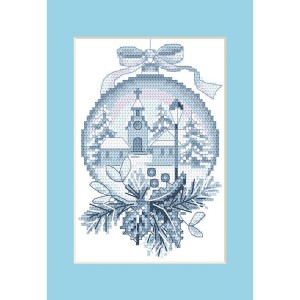 Cross stitch pattern for smartphone - Card - Town in a Christmas ball