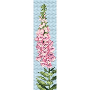 W 10859 Cross stitch pattern PDF - Bookmark with foxglove