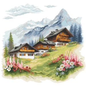 Wzór do haftu na telefon - Alpejskie chaty