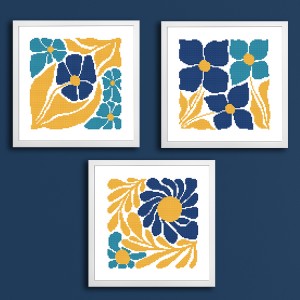 Cross stitch pattern for a phone - Ascetic flowers - triptych