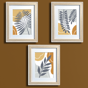 GC 11003 Cross stitch pattern on paper - Graphite leaves - triptych