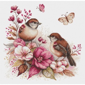 LS B2420 Cross stitch kit - The birds - spring