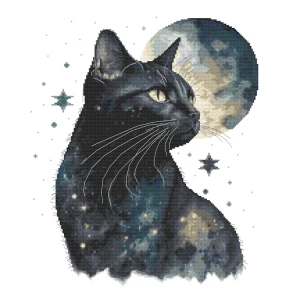 Wzór do haftu na telefon - Księżycowy kot