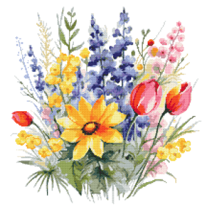 Cross stitch pattern for a phone - Flowers with delphiniums