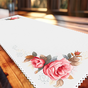 W 11021 Cross stitch pattern PDF - Vintage rose table runner