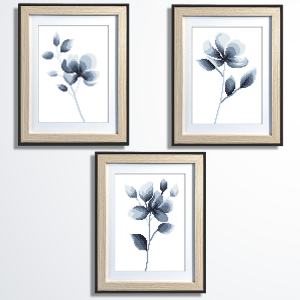 GC 11018 Cross stitch pattern on paper - Delicate flowers - triptych
