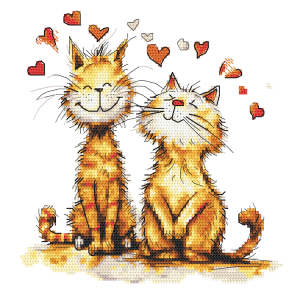 Cross stitch pattern for a phone - Cats in love