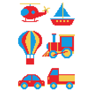 KZ 11023 Cross stitch tapestry kit - Patterns for begginers - Vehicles