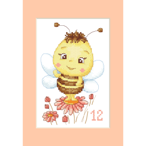 Cross stitch pattern for a phone - Card - Bee with on a  flower