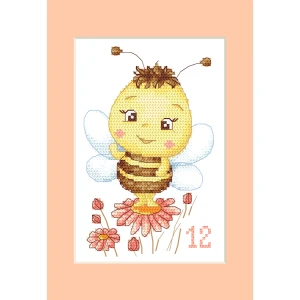 Wzór do haftu na telefon - Kartka - Pszczółka na kwiatku