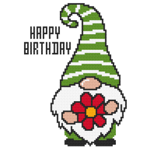S 11016 Cross stitch pattern for a phone - Gnome with a flower