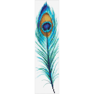 Cross stitch pattern for a phone - Bookmark with a peacock feather