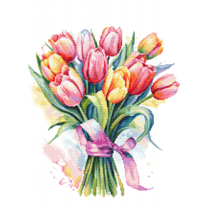 Cross stitch pattern for a phone - Watercolour tulips
