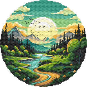 W 10889 Cross stitch pattern PDF - Picturesque valley