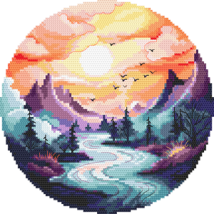GC 10888 Cross stitch pattern on paper - Picturesque mountains