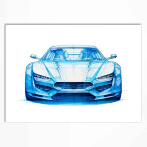 0119PL Poster - Blue car