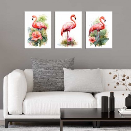 0131-PLA33 Komplet plakatów - Flamingi