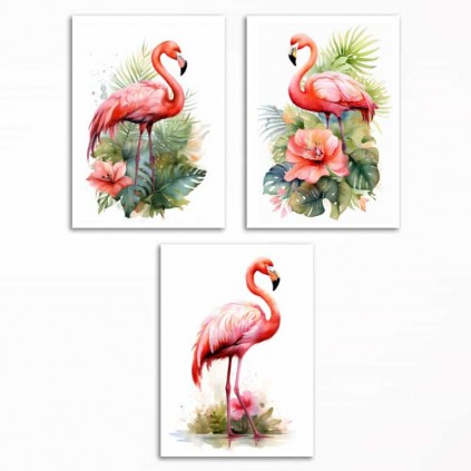 0131-PLA33 Komplet plakatów - Flamingi