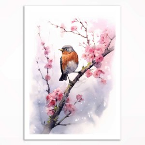 0166PL Poster - Bird on a branch