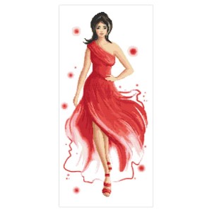 W 10565 Cross stitch pattern PDF - Lady in red