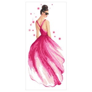 Cross stitch pattern for a phone - Lady in pink