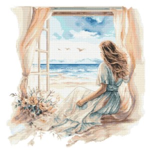 Cross stitch pattern for a phone - Woman in the window I