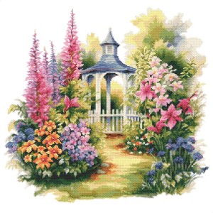 Cross stitch pattern for a phone - Flowery gazebo