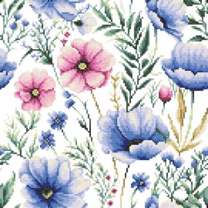 ZN 10915 Cross stitch tapestry kit - Repeatable pattern - Flowers I